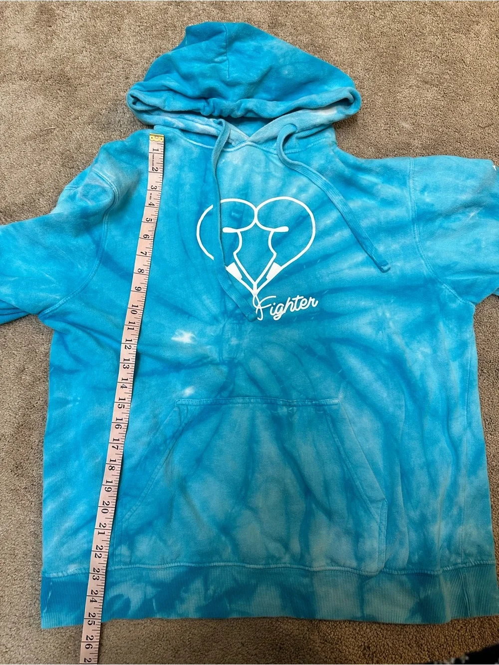 Blue Tie-Dye Dysautonomia International Pullover Hoodie Sz L POTS Awareness